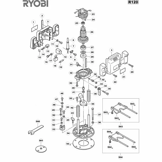 Ryobi R120 Spare Parts List Type: 1000013686